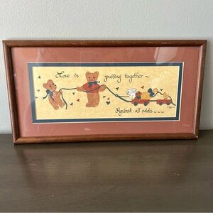 Vintage 1980s Framed and Matted Teddy Bear Print